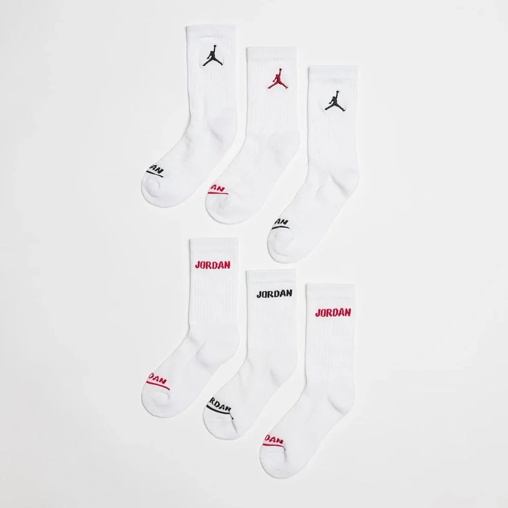 Nike Air Jordan Basketball Cushioned Crew Socks 6-Pack white adult size S M L XL